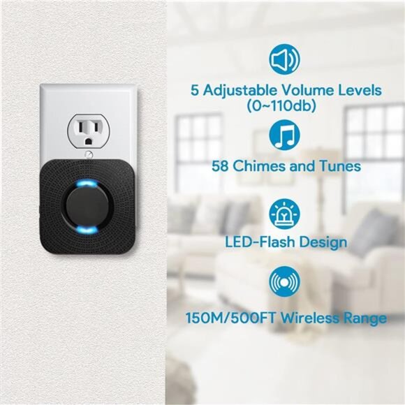Wireless Motion Sensor LED Light - Motion Detector Alarm Chimes Door Sensor - Picture 4 of 7